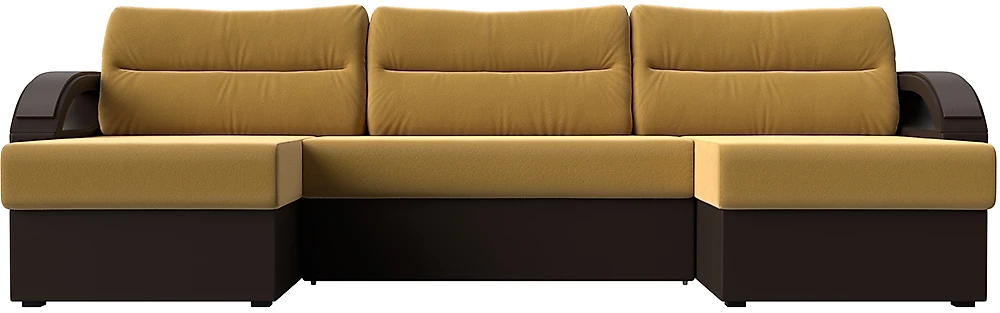 Угловой диван для гостиной Форсайт Вельвет Микс Еллоу-Браун