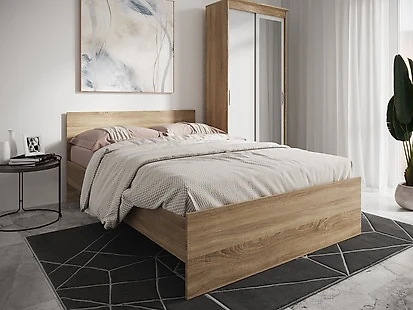Кровать в современном стиле Николь Сонома-160 с матрасом