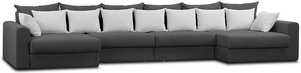 Угловой диван с независимым пружинным блоком Модена-8 Плюш Графит