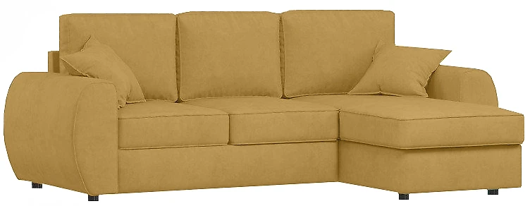 Угловой диван с ящиком для белья Валери Плюш Мастард