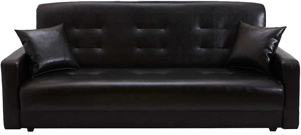 Прямой кожаный диван Аккорд (Престиж) Черный СПБ нераскладной