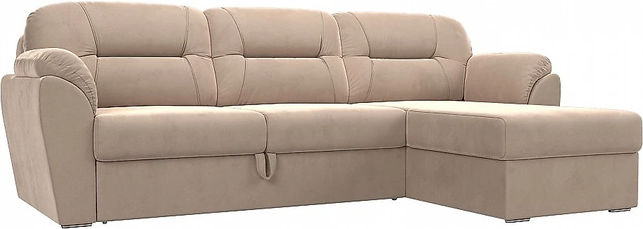 Угловой диван с ящиком для белья Бостон Плюш Беж