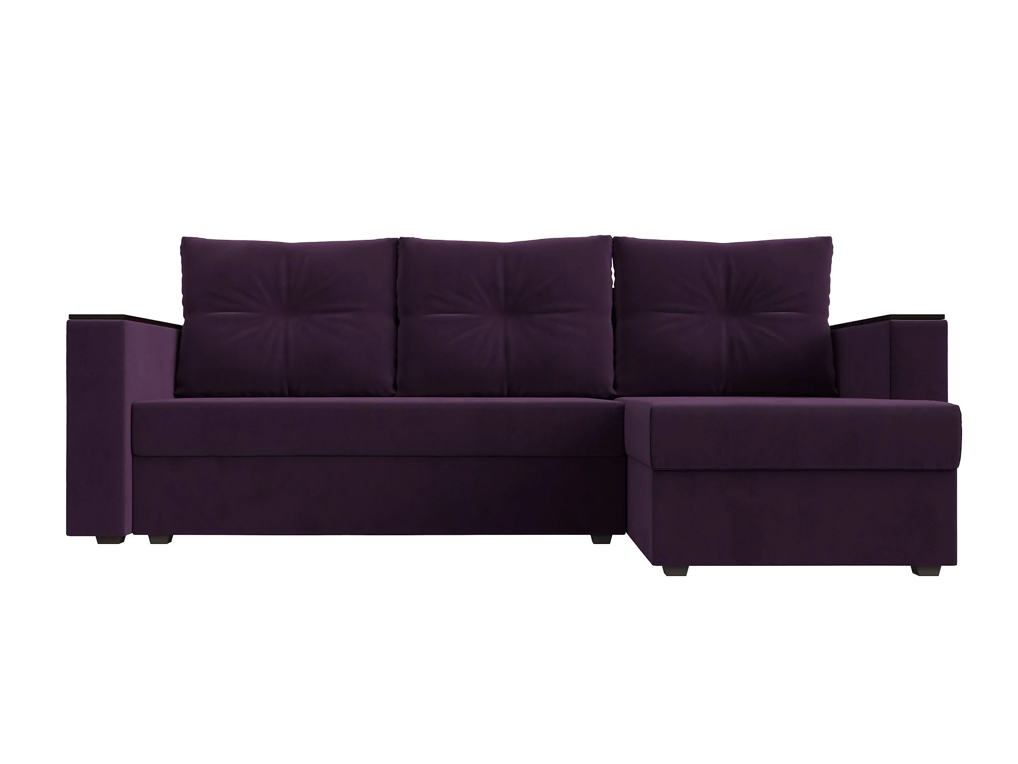 Узкий угловой диван Атланта Лайт Плюш без стола Дизайн 7
