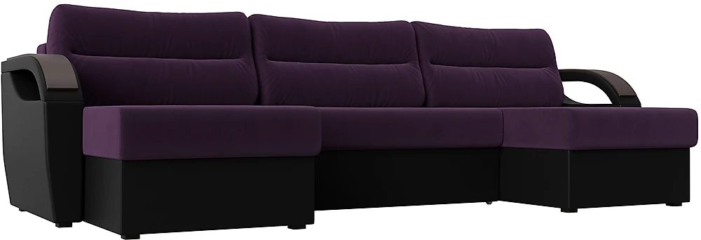 Угловой диван фиолетовый Форсайт Микс Плюш 7