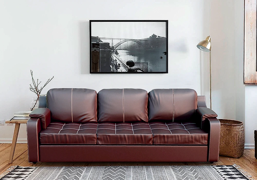 Прямой кожаный диван Берета Дизайн 5 кожаный