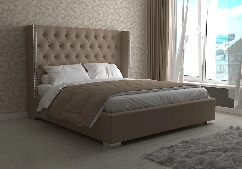 Кровать в стиле модерн Тиффани с прямым ухом и каретной стяжкой