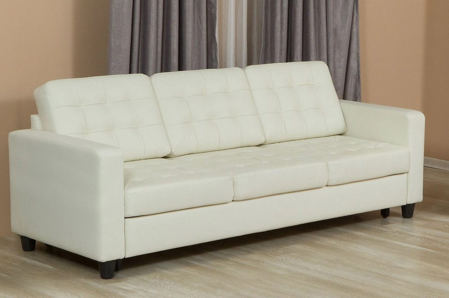 Прямой кожаный диван кожаный Камелот Дизайн 1