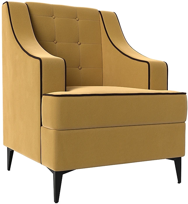 Кресло с высокой спинкой Марк Вельвет Желтый-Коричневый