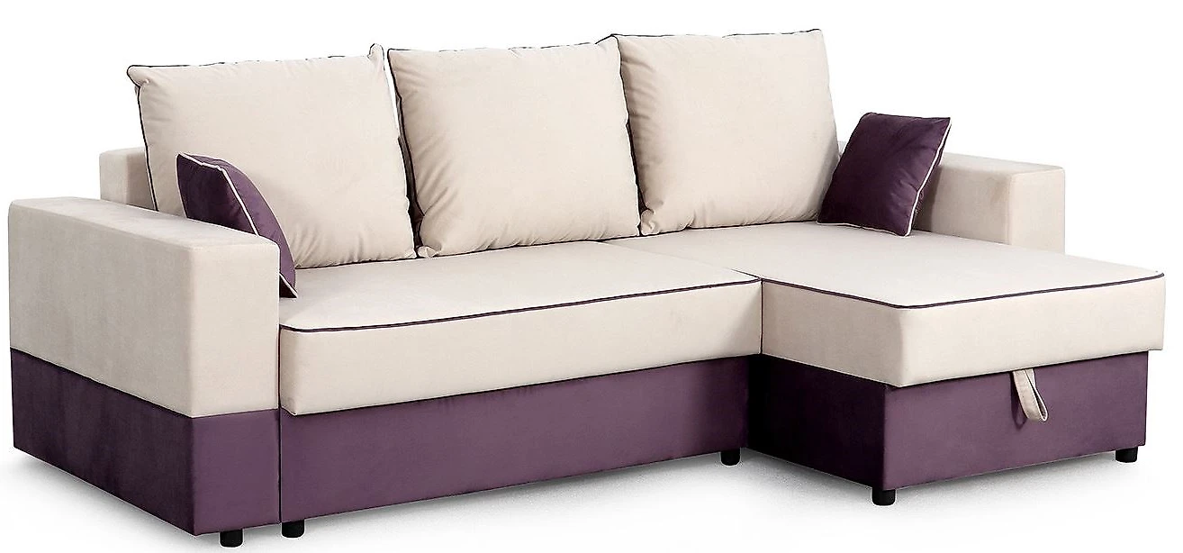 Угловой диван с подушками Бостон Плюш Крем