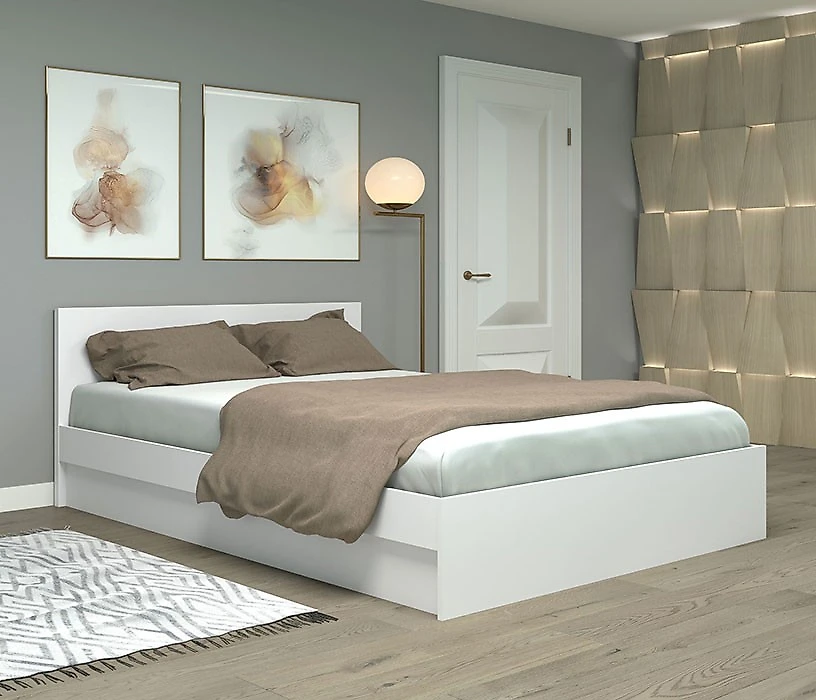 кровать белого цвета Фреш КРФР-3-1400 Дизайн-1