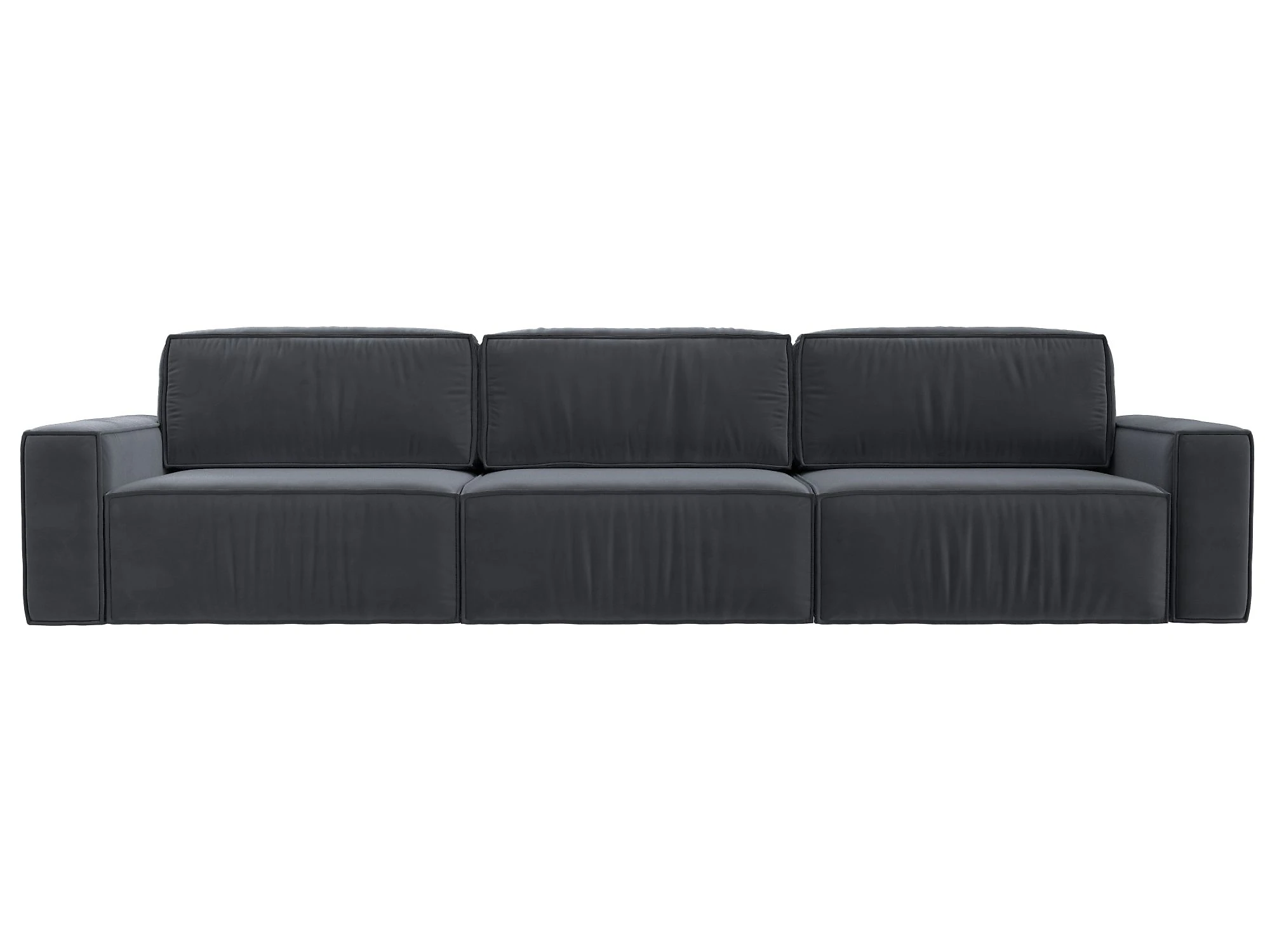 Прямой диван серого цвета Прага Классик лонг Плюш Дизайн 6