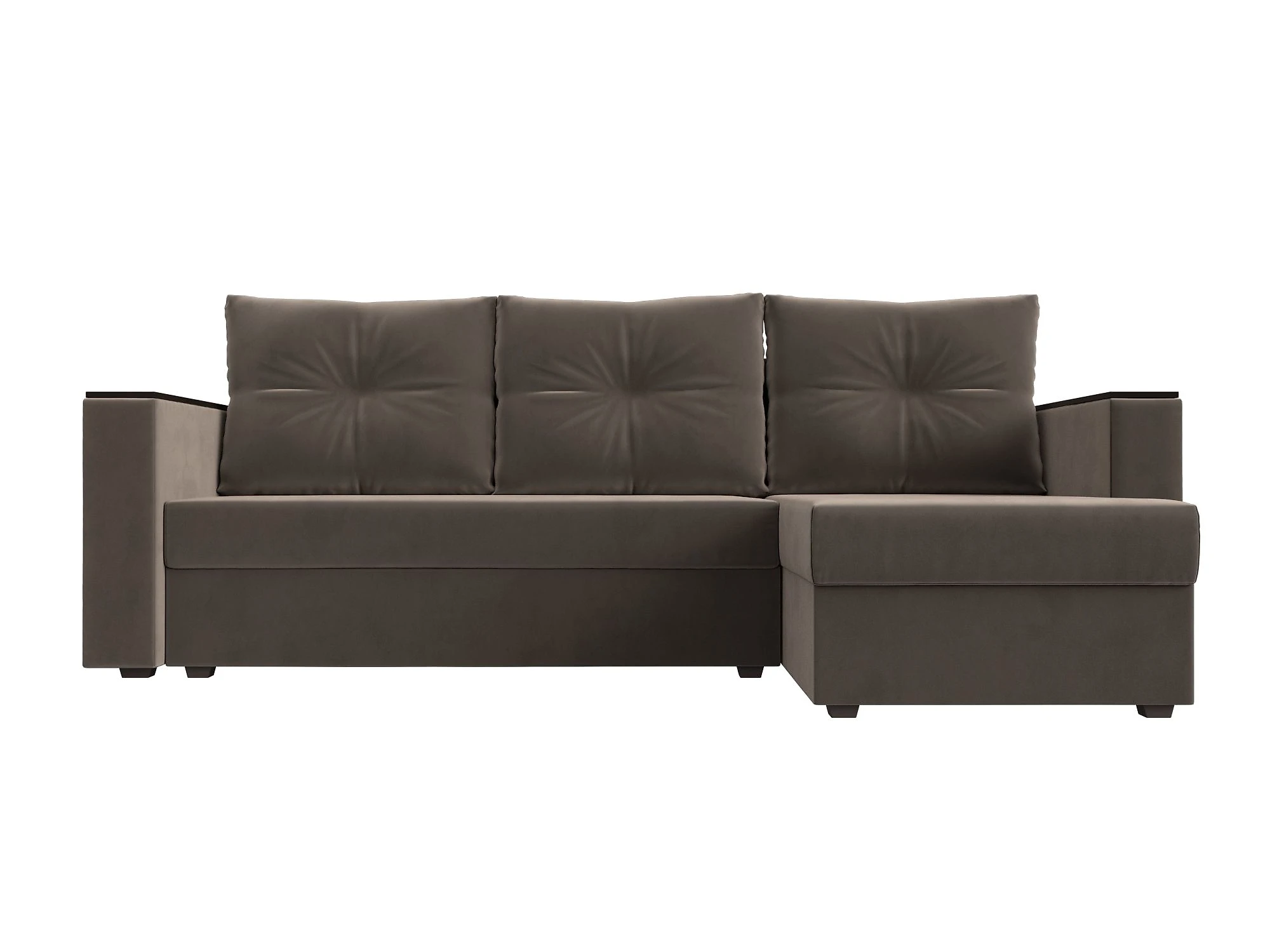Угловой диван для дачи Атланта Лайт Плюш без стола Дизайн 5