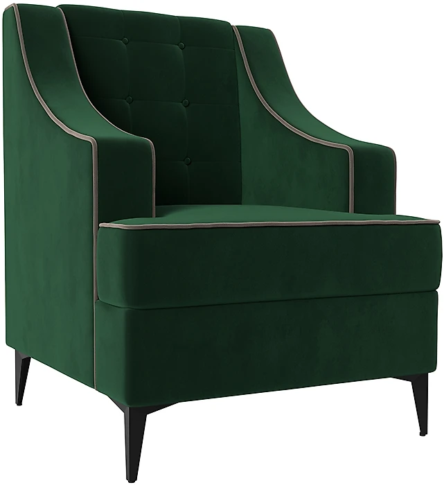 Кресло с высокой спинкой Марк Велюр Зеленый-Коричневый