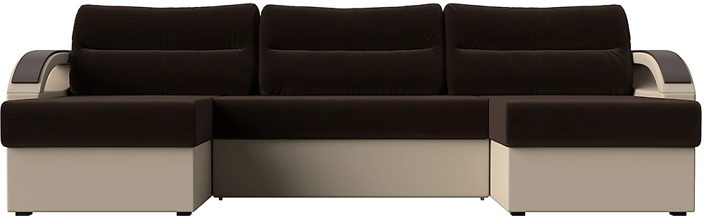 Угловой диван для гостиной Форсайт Вельвет Микс Браун-Беж