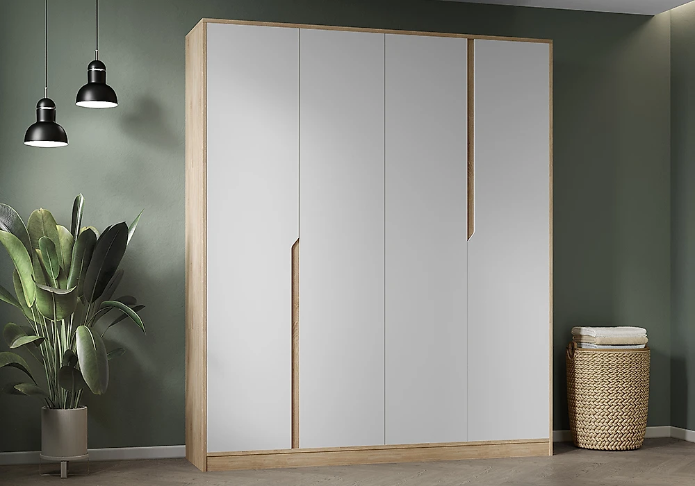 узкий шкаф для одежды Монс 4-створчатый Дизайн-1