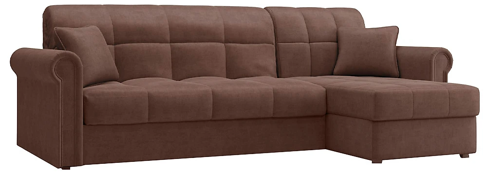 Угловой диван с независимым пружинным блоком Палермо Плюш Браун