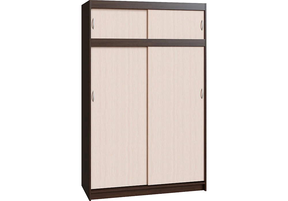 Шкаф коричневого цвета Миллениум-2 с антресолью Дизайн-3