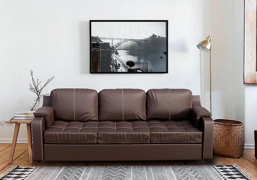 Прямой кожаный диван Берета Дизайн 4 кожаный