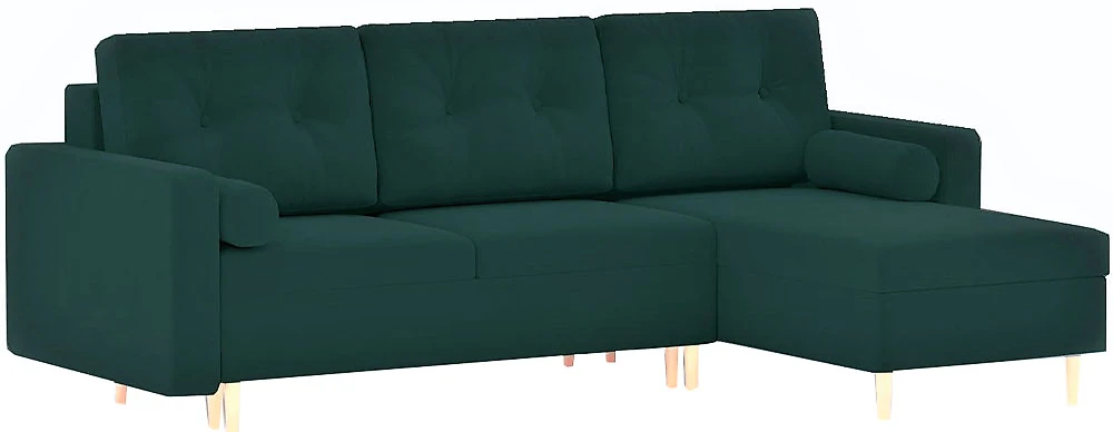 Угловой диван из ткани антикоготь Белфаст Плюш Изумруд