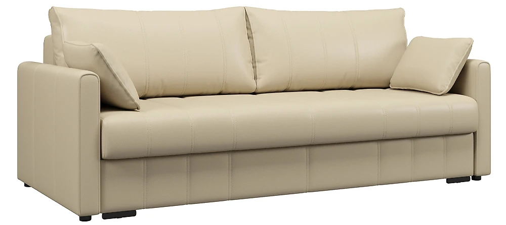 Бежевый прямой диван Риммини Дизайн 3 кожаный