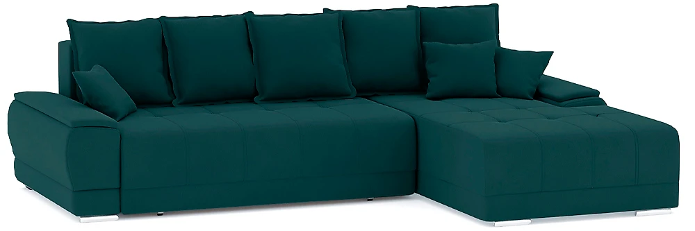 Угловой диван из велюра Nordviks (Модерн) Плюш Плюш Изумруд