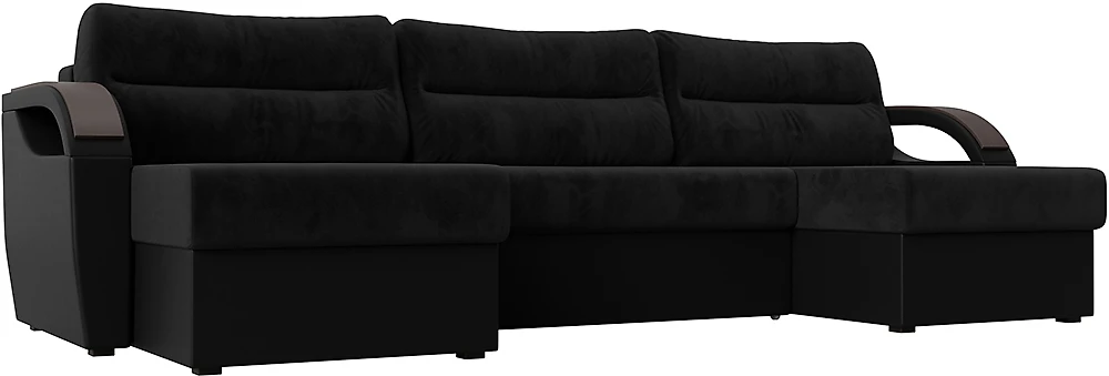 Угловой диван черно-белый Форсайт Микс Плюш 8