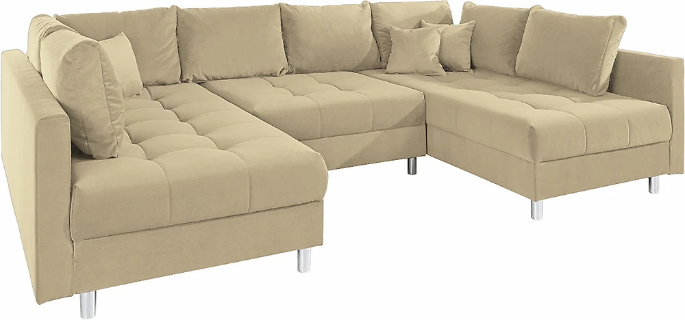 Угловой диван с подушками Француз Плюш Беж