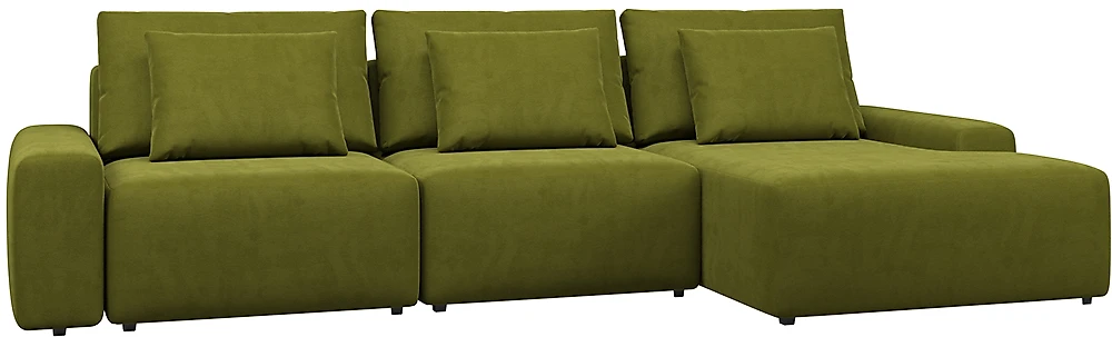  угловой диван с оттоманкой Гунер-2 Плюш Свамп нераскладной