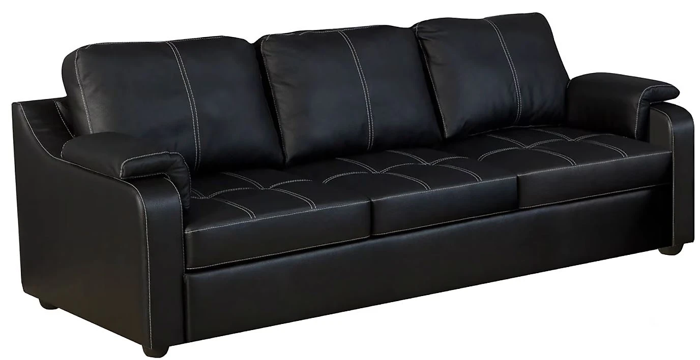 Чёрный кожаный диван Берета Дизайн 6 кожаный
