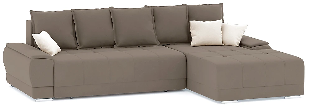 Угловой диван с ящиком для белья Nordviks (Модерн) Плюш Плюш Лайт Браун - Крем