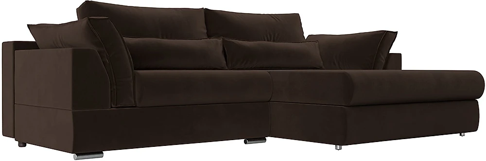 Угловой диван с правым углом Пекин Вельвет Браун