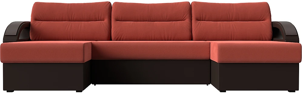 Угловой диван для гостиной Форсайт Вельвет Микс Корал-Браун