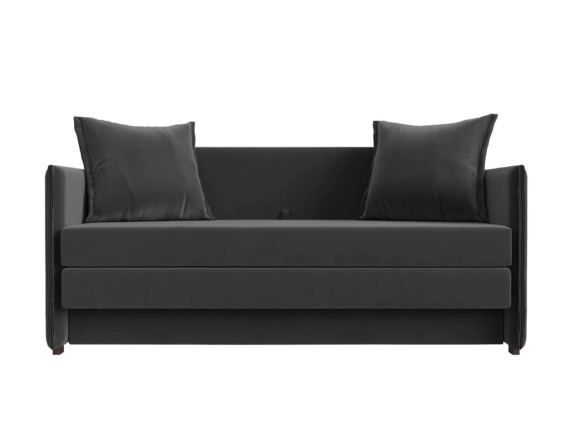Прямой диван серого цвета Лига-011 Плюш Дизайн 6