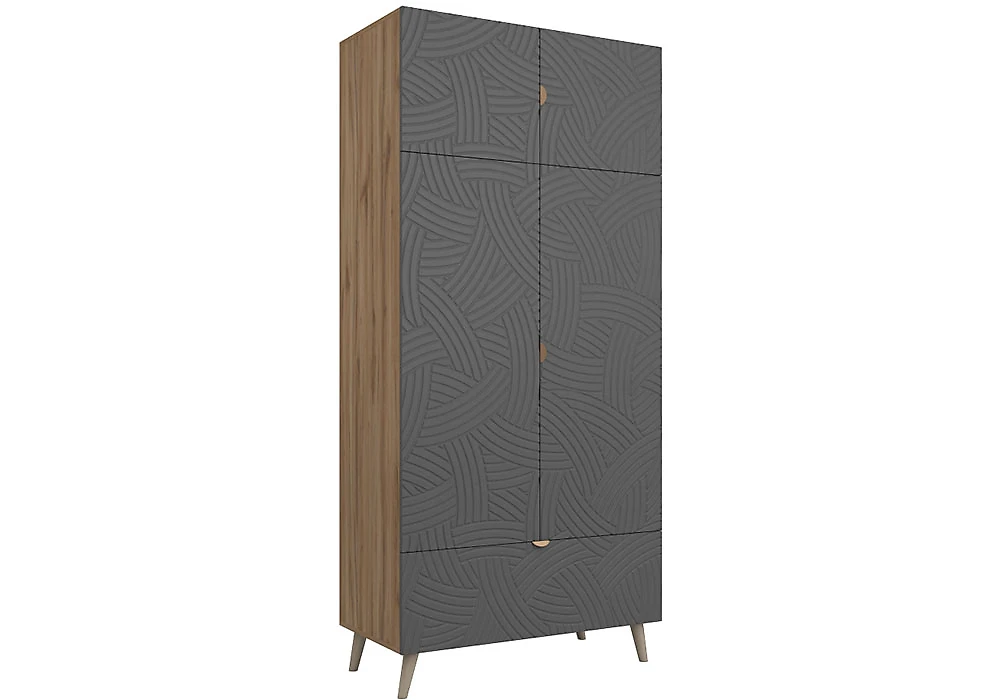 Серый распашной шкаф Йорк-5 Дизайн-1