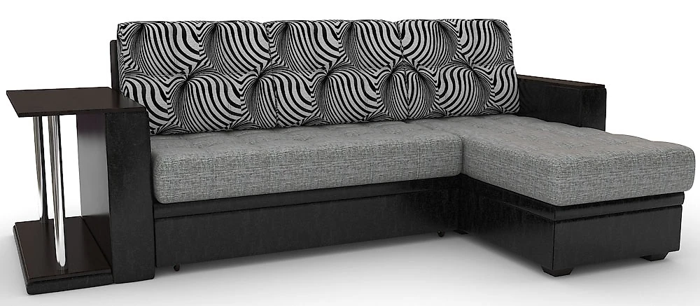 Угловой диван-кровать Атланта-эконом Изи Блэк со столиком