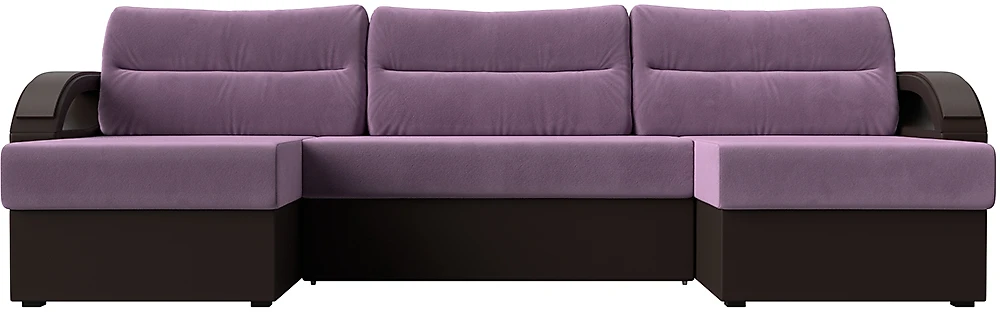 Угловой диван с подушками Форсайт Вельвет Микс Лилак-Браун