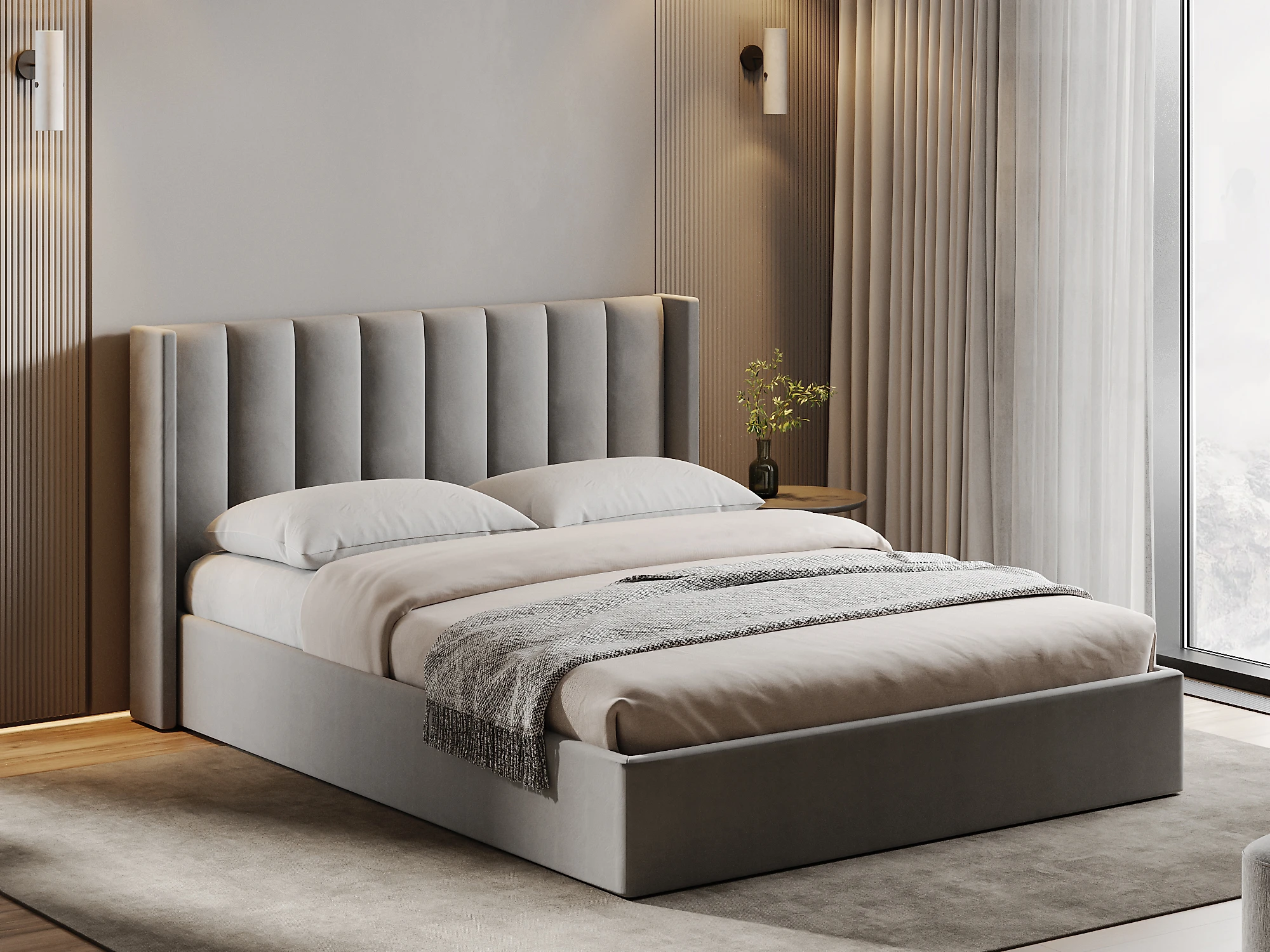 кровать в стиле минимализм Балу Грей