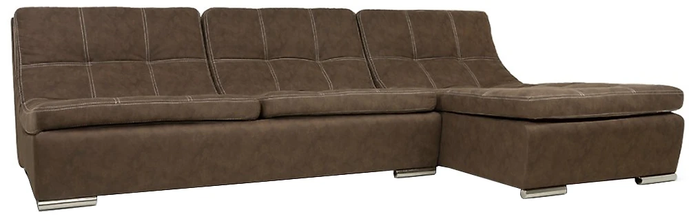 угловой диван с оттоманкой Монреаль-1 Замша Brown