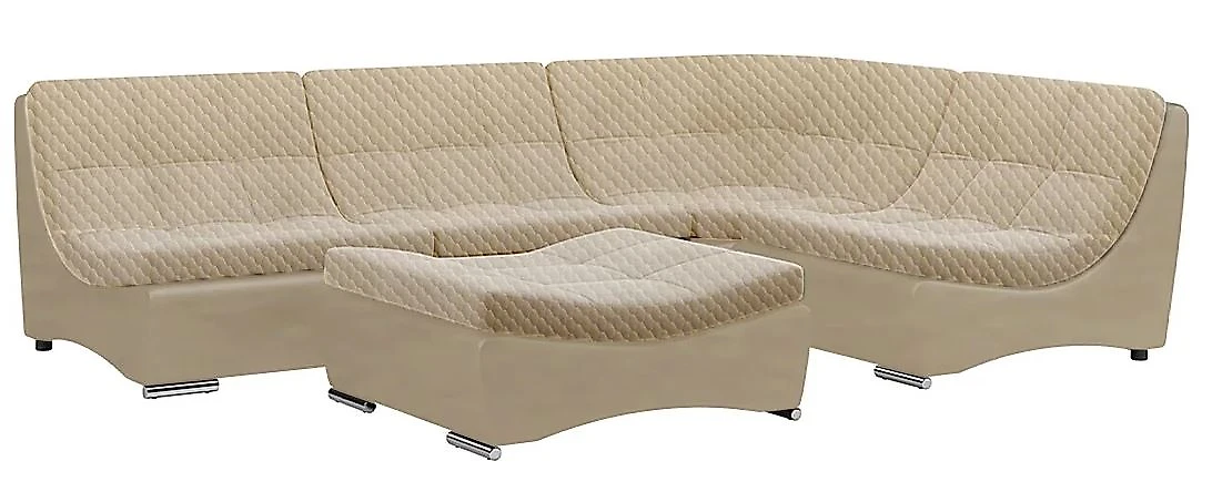 Угловой диван с пуфом Монреаль-6 Даймонд беж