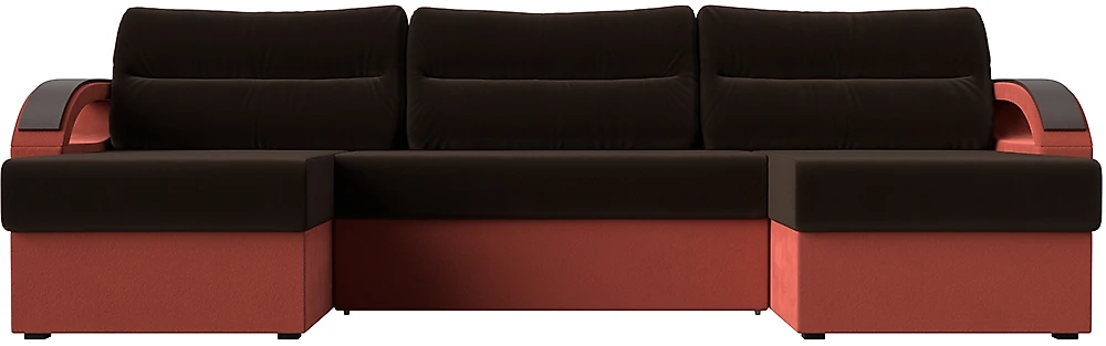 Угловой диван для гостиной Форсайт Вельвет Браун-Корал