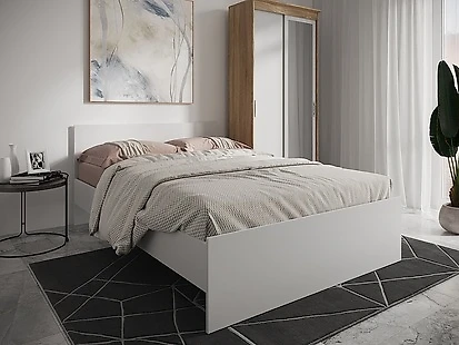 кровать в стиле минимализм Николь Вайт-120 с матрасом