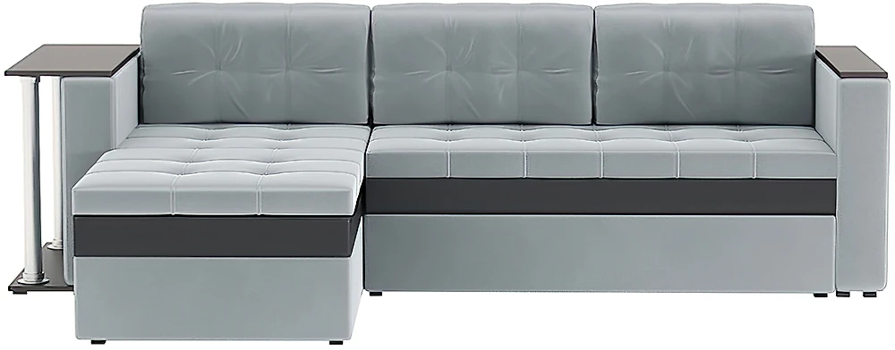 Угловой диван универсальный Атланта Плюш Лайт Грей со столиком