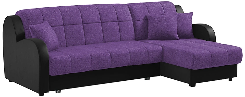 Чёрный угловой диван Барон Плюш Фиолет