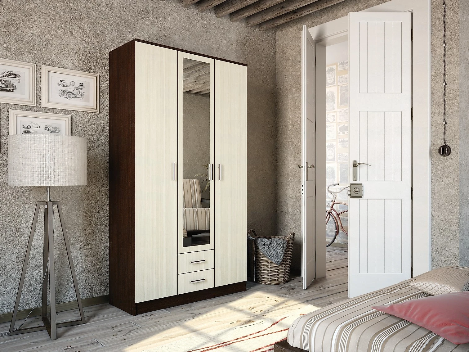 Шкаф с распашными дверями Трио Дизайн-2