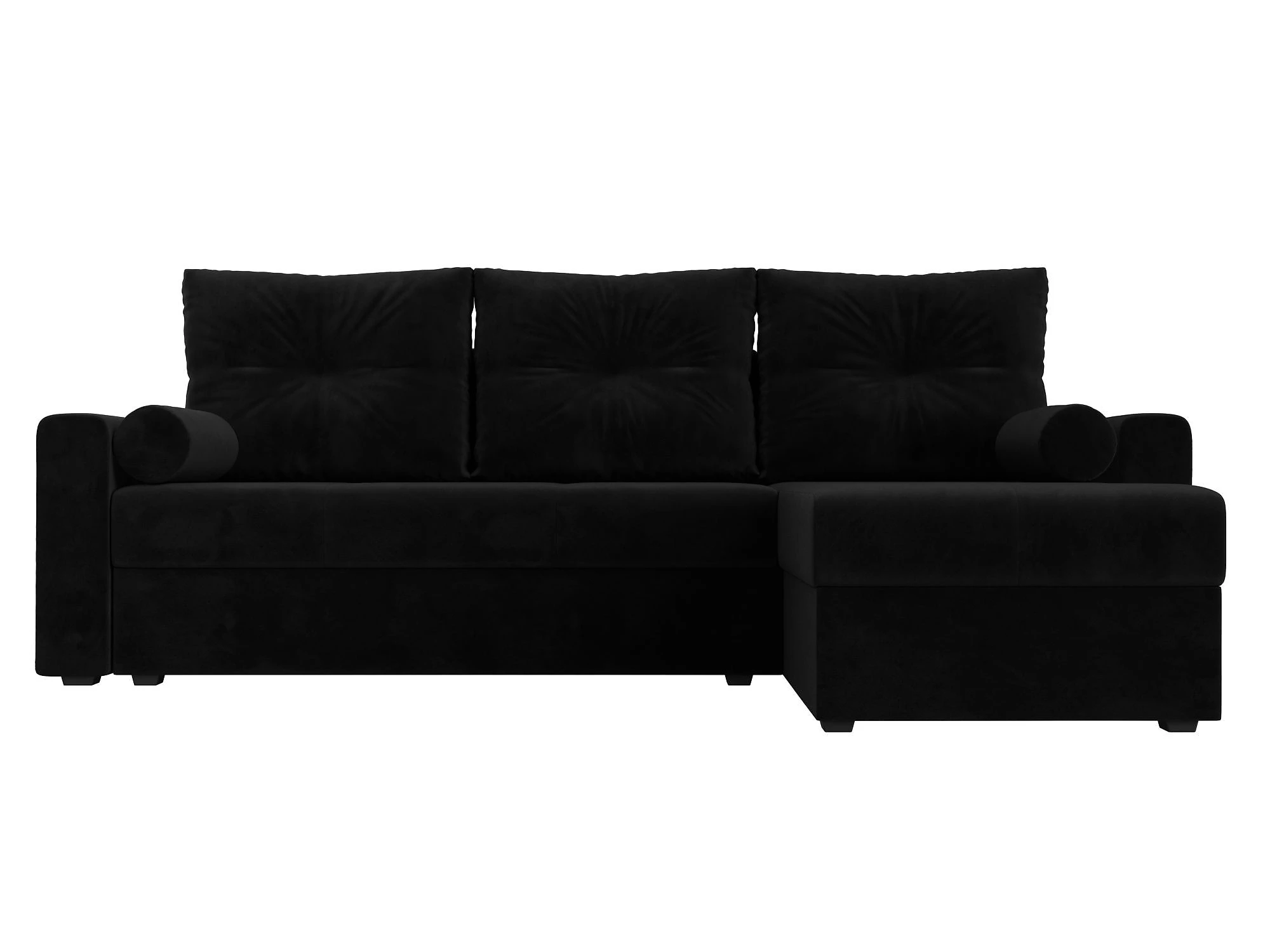Чёрный угловой диван Верона Лайт Плюш Дизайн 8