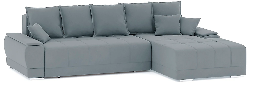 Угловой диван с ящиком для белья Nordviks (Модерн) Плюш Плюш Лайт Грей