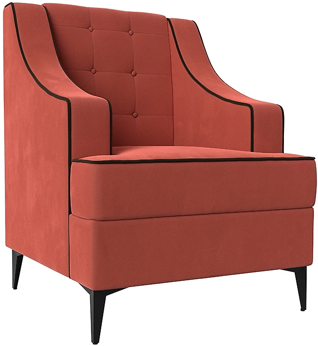 Кресло в классическом стиле Марк Вельвет Коралловый-Коричневый