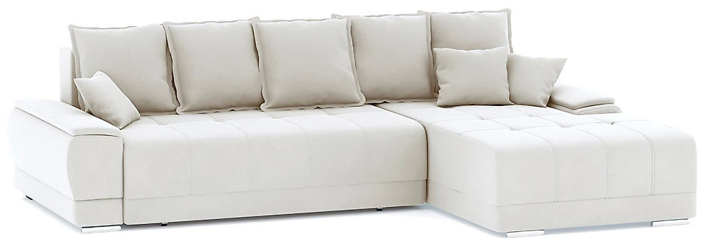 Угловой диван с ящиком для белья Nordviks (Модерн) Плюш Плюш Крем
