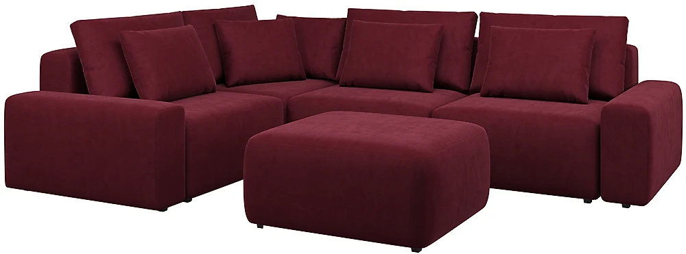 Угловой диван с подушками Гунер-1 Плюш Марсал нераскладной