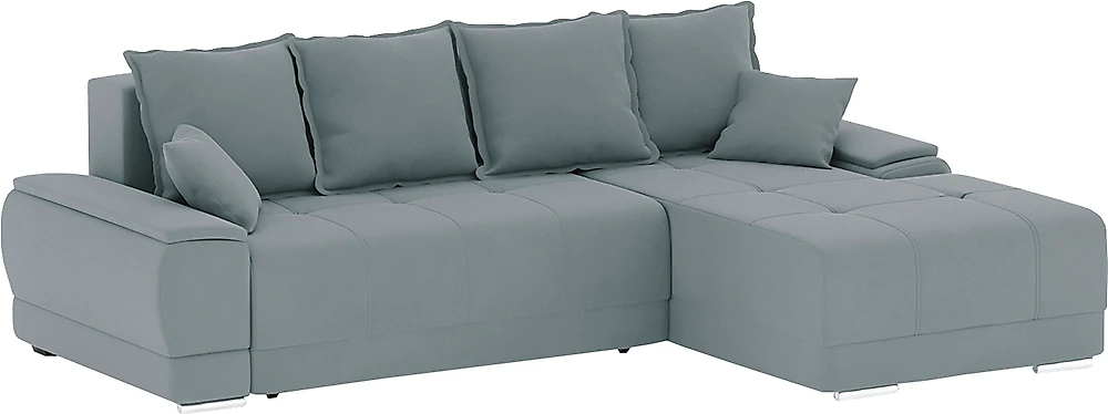 Угловой диван из ткани антикоготь Nordviks Мини (Модерн) Плюш Лайт Грей